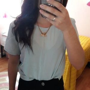 VINTAGE // PASTEL BLUE CLASSIC BLOUSE TOP